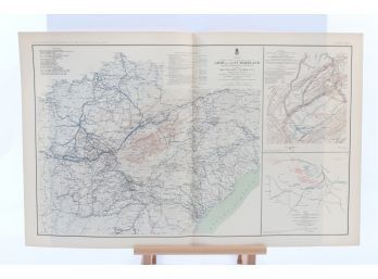 Antique Civil War Map Of The Campaigns Of The Army Of The Cumberland - 28.5' X 18'