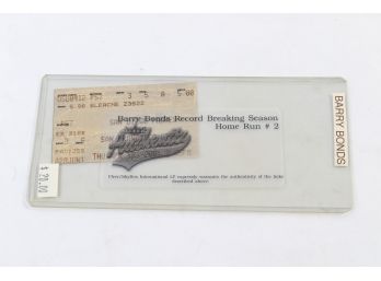 Barry Bonds Ticket Stub Home Run #2 From Record Breaking Season