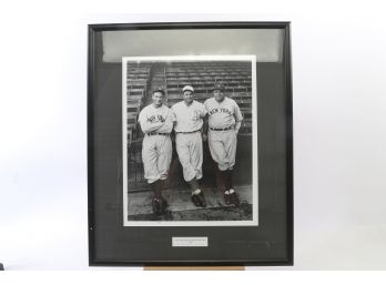 Babe Ruth Lou Gehrig And JImmie Foxx 16x20 Professional Photo - Framed And Matted With Certification