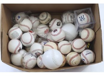 Large Grouping Of Unused Baseballs, Softballs And Commemorative Baseballs