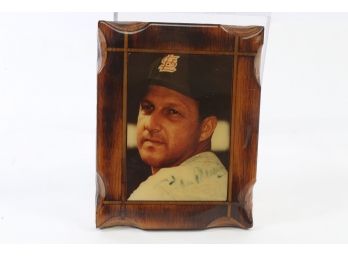 Stan Musial Signed Wood Plaque Laminated Photo