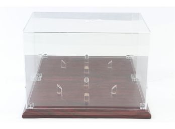 Autographed Football Display Case W/wood Base