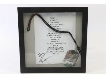 Aerosmith Signed Set List And Tour Badge From Mohegan Sun Show June 2009 - Signed By Joey Kramer