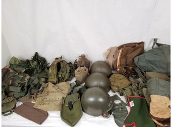 Huge Lot Of Military Gear, Gloves, Helmets, Pouches And More