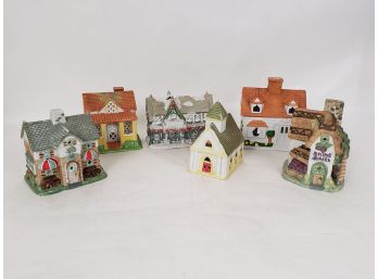 Lot Of 6 Partlite Candle Holder Houses
