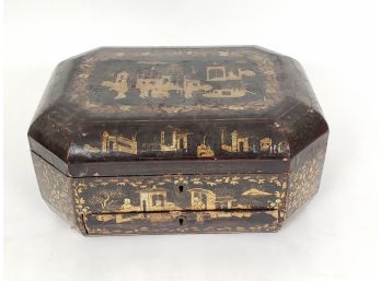 Antique Lacquer Chinese Tea Caddy