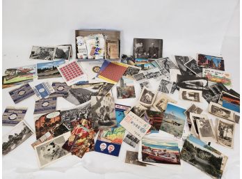 Mixed Lot Of Photos, Postcards And Stamps