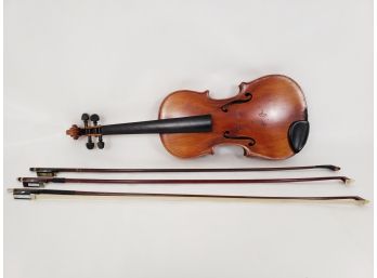 Circa 1890 Saxony German 44 Violin With Case And 3 Bows