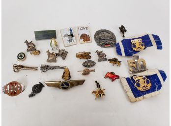 Mixed Various Pin Lot, Some Military,  Animals And More