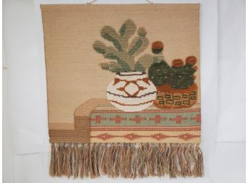 Unique Hooked Style Tapestry, Possibly Jute.