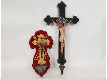 Religious Crucifix And Holy Water Font