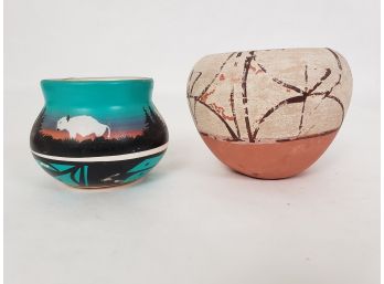 2 Native American Pottery Pieces,  1 Modern, 1 Older