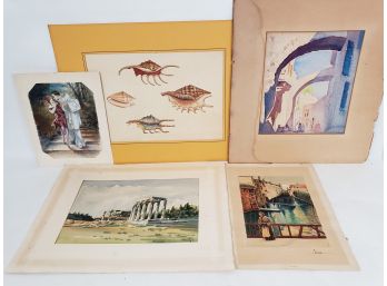 Group Of 5 Original Water Colors