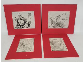 Lot Of 4 Asian Wood Block Prints