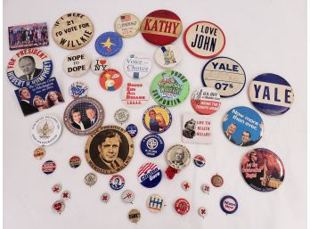 Mixed Vintage Pin Lot, Many Political