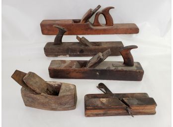 Lot Of 5 Vintage Wood Planes