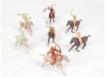 14 Piece LIDO  MARX Plastic & Rubber Horses With Indian Native American Riders Fort Apache Playset