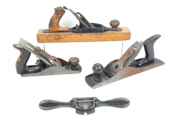 4x Hand Planes -Stanley Bailey Wood Bottom, Stanley Shave Plane, Parplus Smooth Bottom, Ohio Toll Co. No. 4