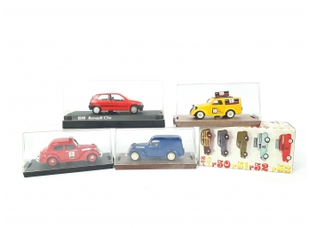 4x Brumm Diecast Model Cars - Fiat 500, Renault Clio, Fiat 1100E, Fiat Van 1:43 Scale LIKE NEW In Cases Italy