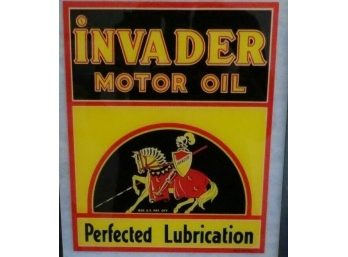 Lot Of (2) Vintage NOS Invader Motor Oil Transfer Decal Stickers 10' X 12' Made In Philadelphia USA