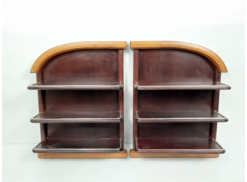 Pair Of Wooden Open Face Model Car & Train Wall Hanging Display Shelve Cabinets 13' X 16.5' X 4' Deep