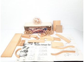Vintage Wooden Model Car Kit 1945 MG - Unassembled, New In The Box 15' Long W Instructions