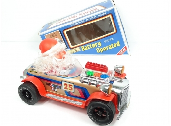 Cien Ge Toys Bump N Go Santa Claus Tin Metal & Plastic Musical Car In Original Box EXC WORKING COND