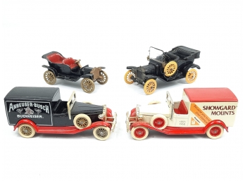 Lot Of 4 Vintage Tootsietoy, Corgi & Lledo Diecast Metal Cars-1912 & 1915 Ford Model T & 2 Promo Delivery Cars
