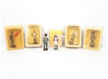 6x  Vintage Reeves French Napoleonic WNapoleon Bonaparte Painted Metal Figures In Plastic Cases Exc Cond USA