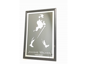 Large, Vintage Johnnie Walker Whiskey Glass Advertising Mirror Sign 20.5' X 30.5' Wooden Frame - EXC COND!