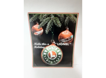 Lionel Dealer Store Holiday Christmas Display Advertisement Poster 22' X 28' Train Locomotive Sign Cardboard