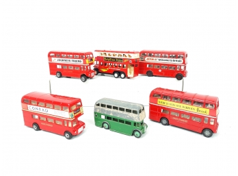 Lot Of 6 Double Decker Bus - Dinky, Juniors, Corgi, FEVA - Harrods London Transport, BTA