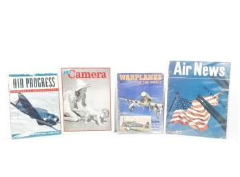 Lot Of 4 Vintage 194 &  1943 Magazines Featuring US Camera June, 1942 (WWII) & 3 Airplane News Magazines
