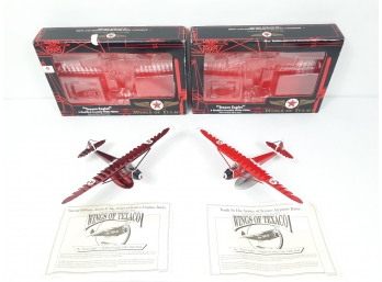2x ERTL Wings Of Texaco 'Texaco Eaglet' Diecast Metal Airplane Coin Banks NEW  W Stand 12' Wingspan