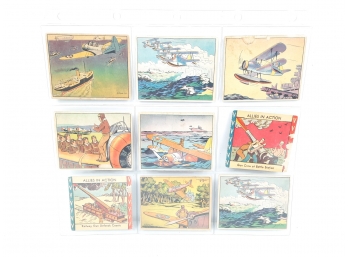 Lot Of 9 Vintage Original Cards - 1941 Uncle Sam Airmen Cards From GUM, Inc. USA (7) & Allies In Action (2)