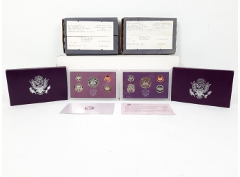 Lot Of 2 US Treasury United States Mint Proof Coin Sets From 1988 & 1991 - Both In Excellent Condition W Boxes