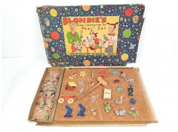 Vintage Blondie's Comic Construction And Peg Set Game Made In 1930 - 1934 By King Features Syndicate Inc.