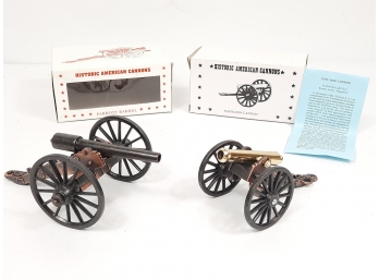 Lot Of 2 Gettysburg Cannons - The Napoleon & The Parrott Barrel - Metal In Boxes EXCELLENT CONDITION