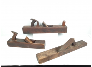 Lot Of 3 Vintage Wooden Hand Planes 16' & 22'(2) Union Factory H. Chapin, J. Lowe