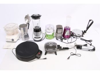 Group Of Household Appliances Including Blenders Choppers Coffee Grinders Cooking Items Etc
