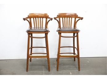Lot Of 2 Gar Wood High Table Chairs