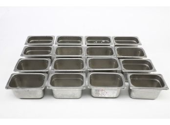 Lot Of 16 Used Stainless Steel Prep Table / Steam Table Commercial Food Pans