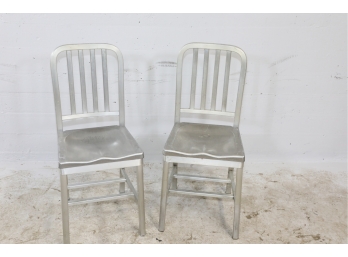 Two Vintage Aluminum McDonalds Restaurant Chairs