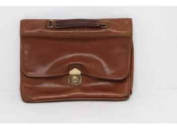 Vintage TUSTING Brown Russet Leather Messenger Bag Briefcase Made In England 16' X 12'