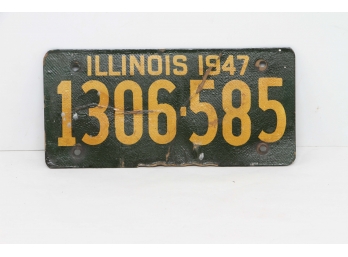 Vintage 1947 Illinois Licence Plate Soybean Paper Composite Type Non Metal