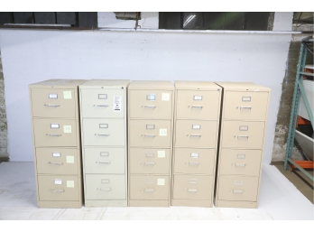 Lot Of Five 4 Drawer Hon  File Cabinets