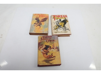 Lot Of 3 Circa 1918 Tarzan Books By B.R. Burroughs