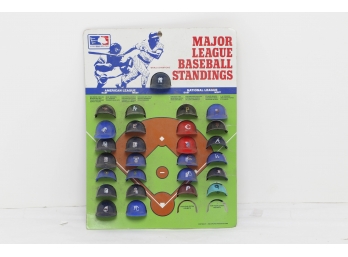 1984 Mini Baseball Helmets On Cardboard Display Holder