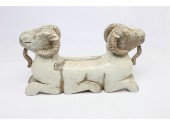 Carved Egyptian 2 Headed Ram Statue