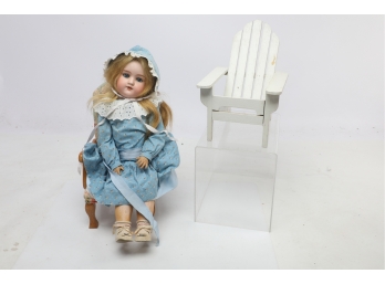 Vintage Doll With 2 Chairs
